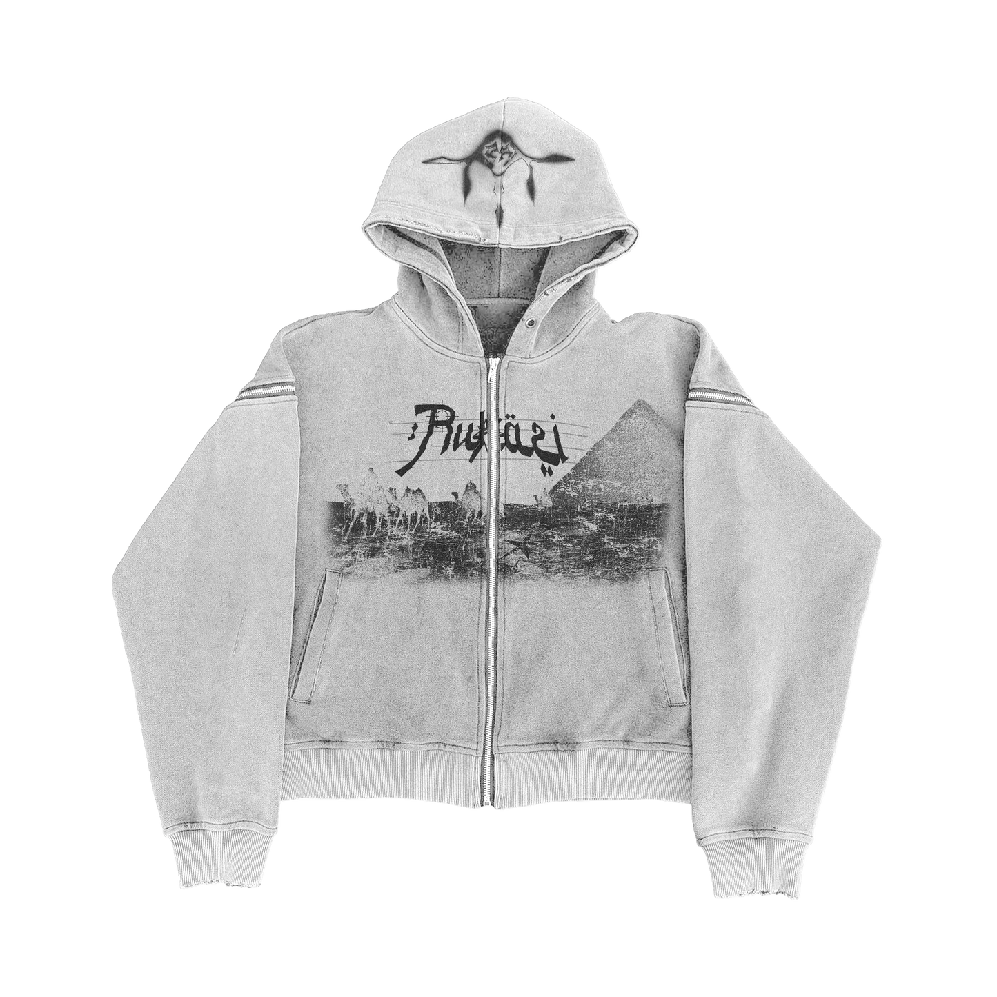 Washed White Pyramids Zip Hoodie