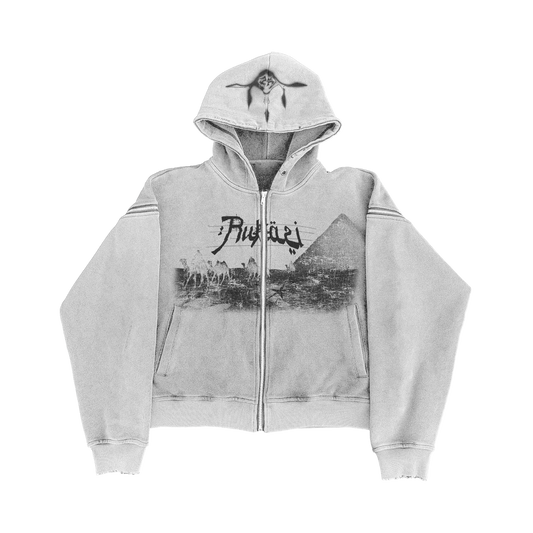 Washed White Pyramids Zip Hoodie