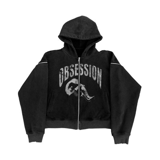 Washed Black Obsession Zip Hoodie