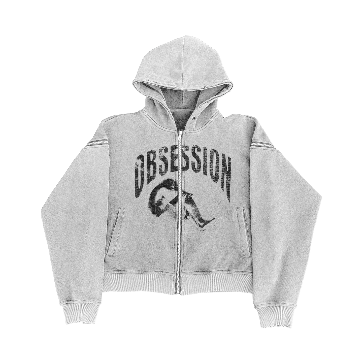 Washed White Obsession Zip Hoodie